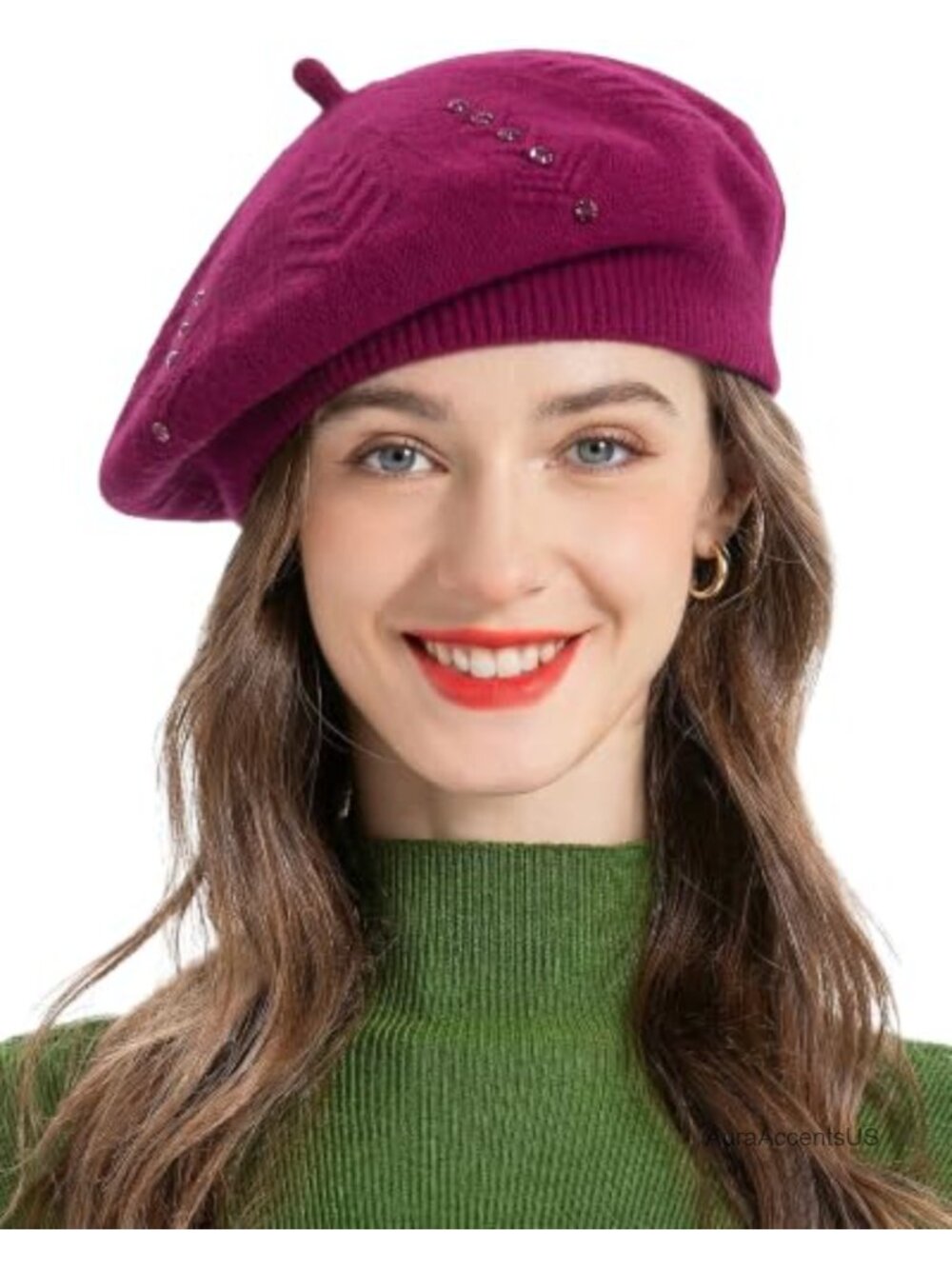 Women Reversible Knit Beret Hat Warm Artist Cap
